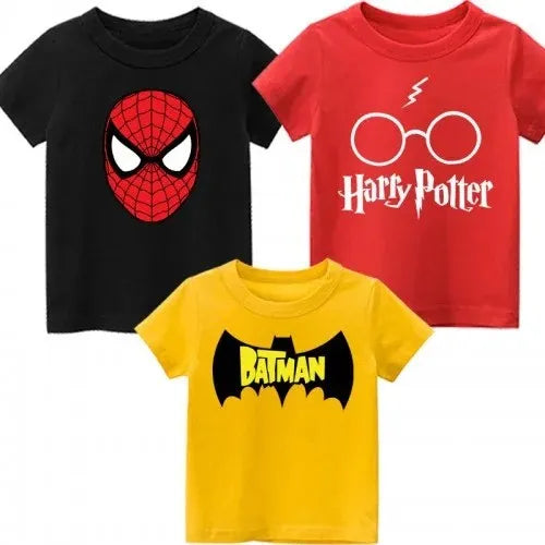 Kids Printed Summer Cotton T-shirt Pack of 3 for Boys