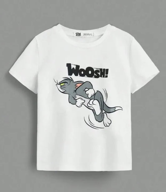 Tomm Cartoon Printed T Shirt Round Neck Half Sleeves For Kids And Boys Summer Wear